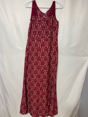 Miusol Burgundy Floral Lace Maxi Dress
